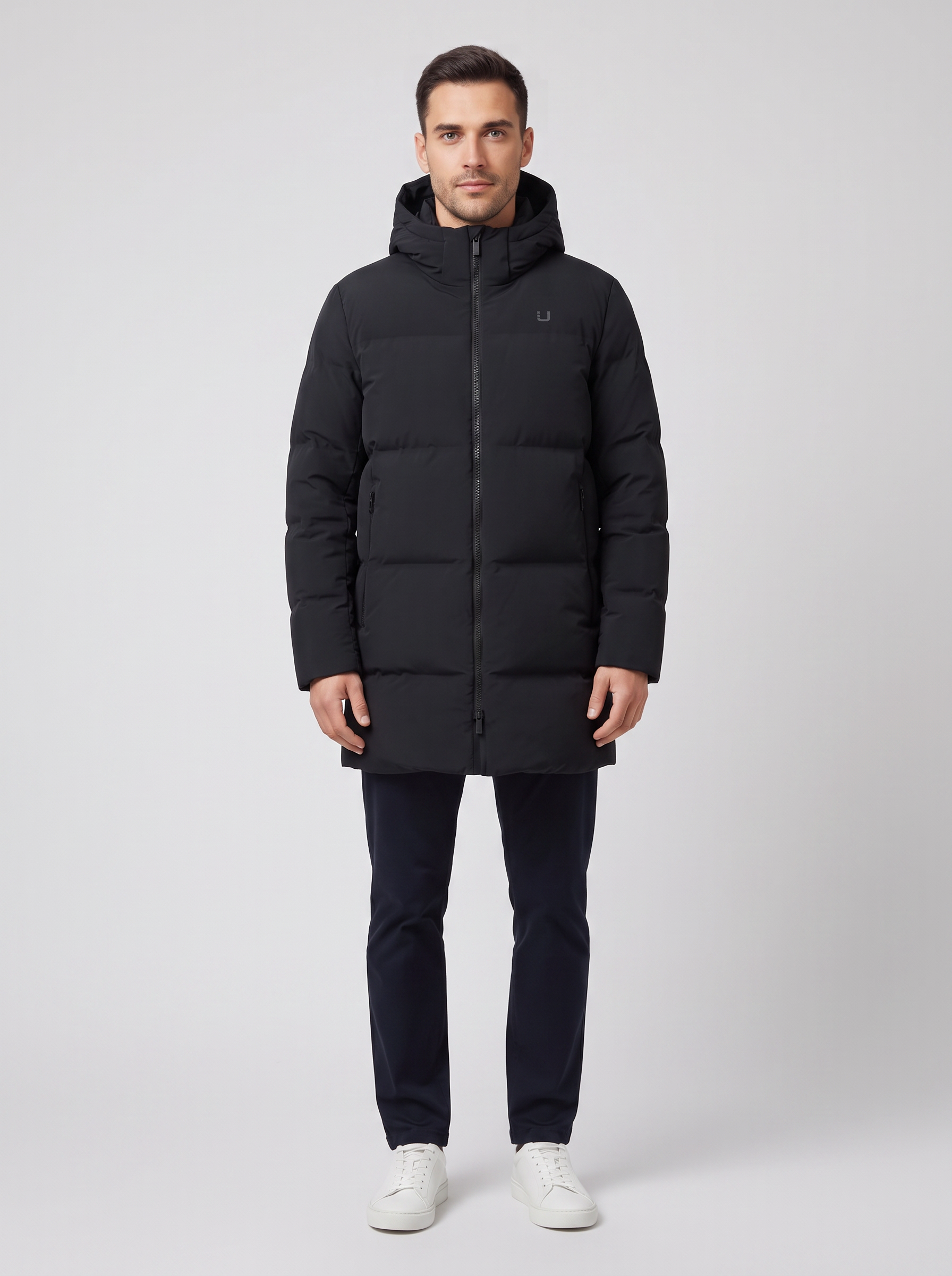 Men's UBR Titan Parka in Black — on model
