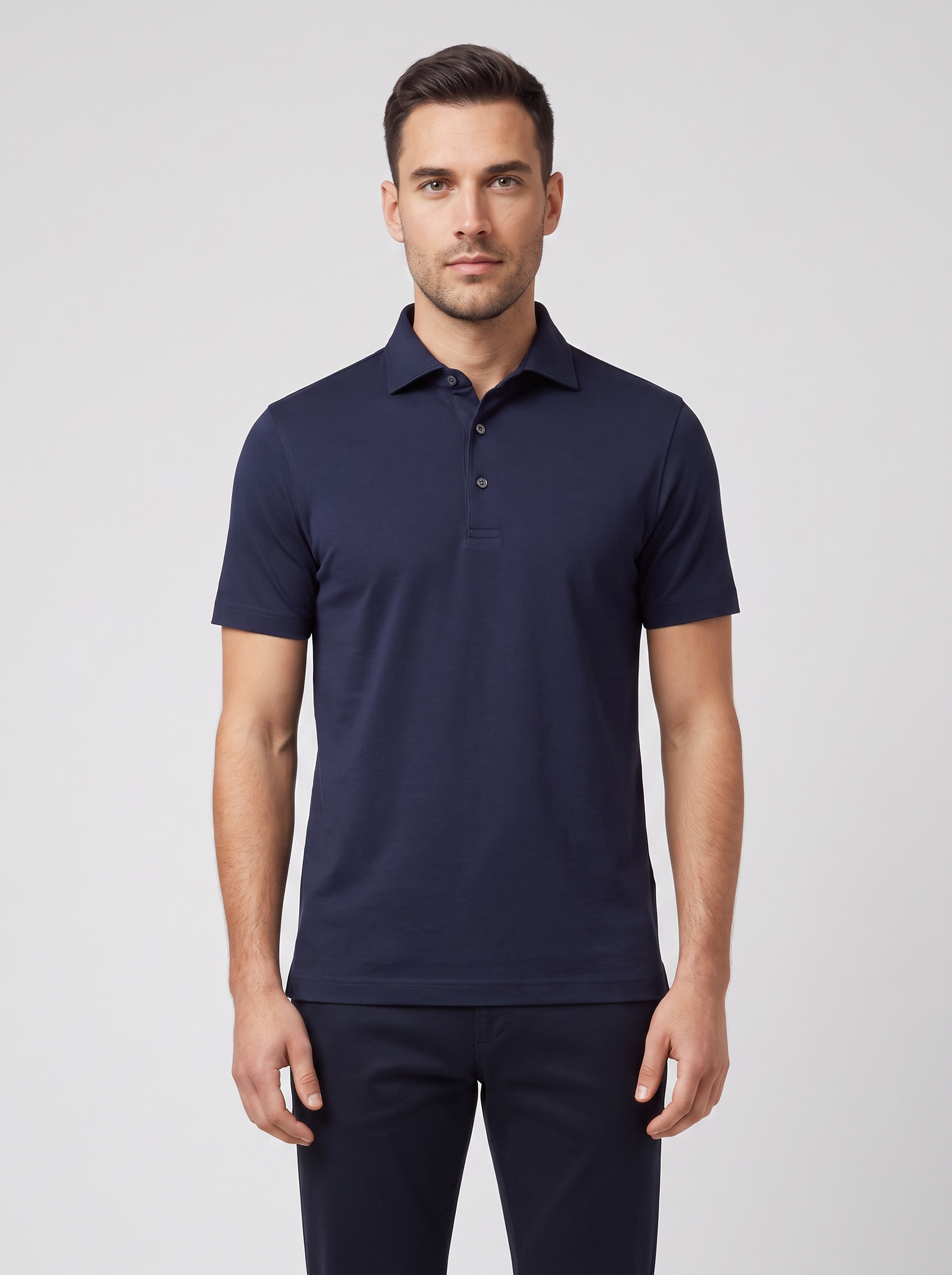Men's Gran Sasso Navy Polo — on model
