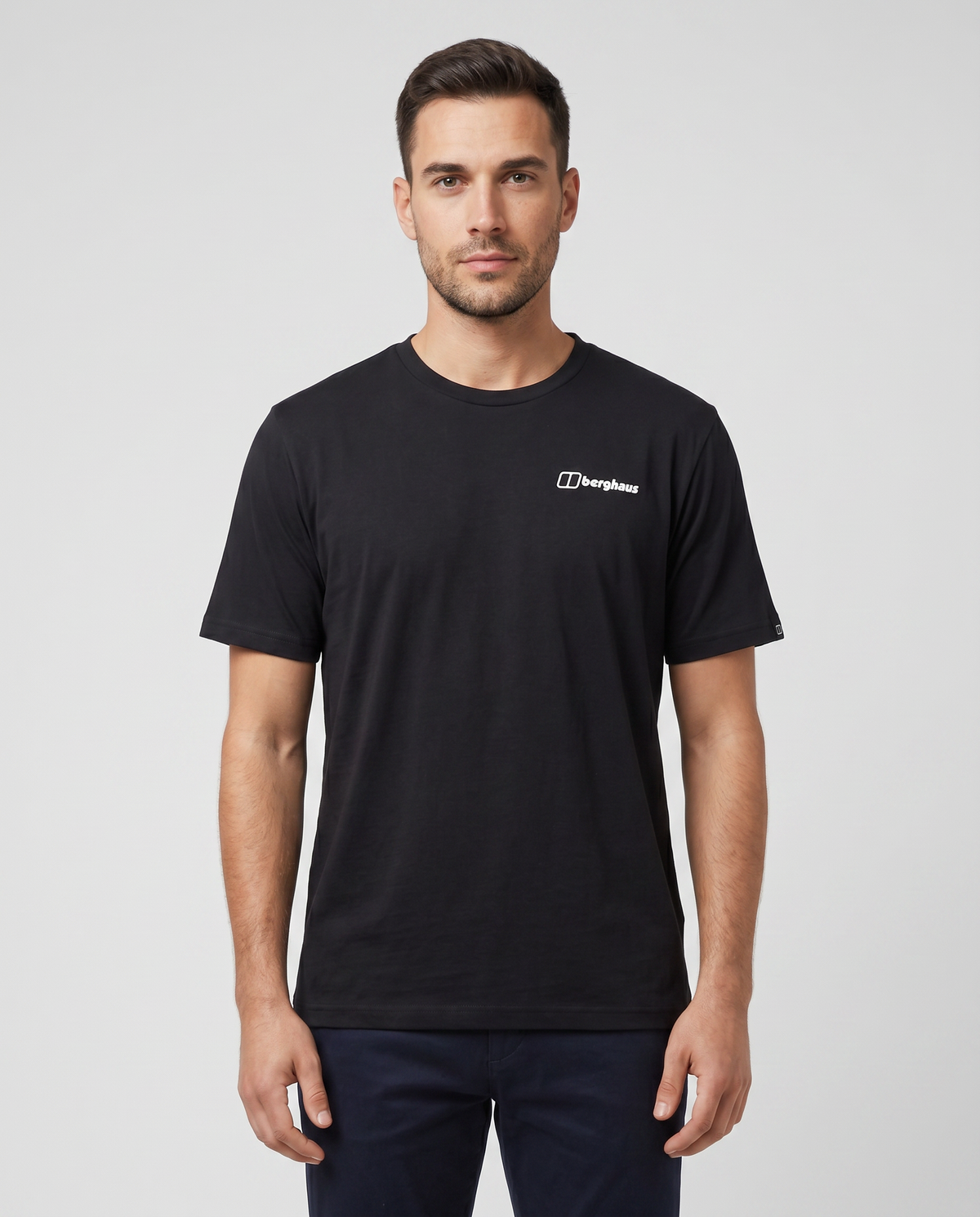 Men's Berghaus Black Subsection Essential T Shirt — on model