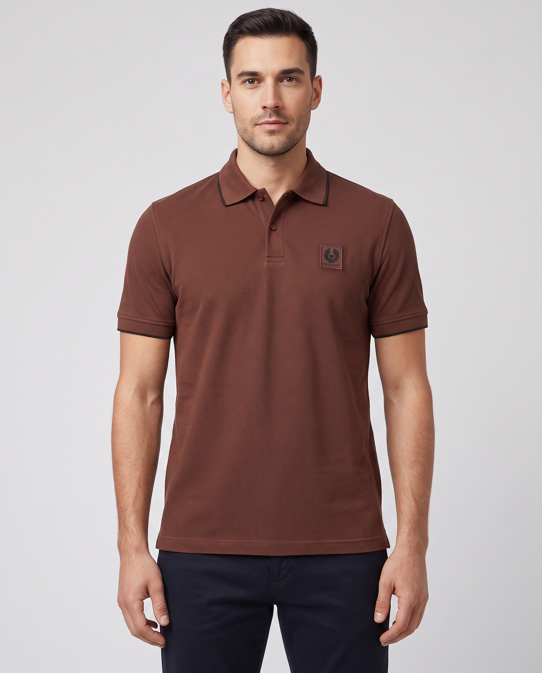 Mens Belstaff Tipped Polo Oxblood Polo Shirts