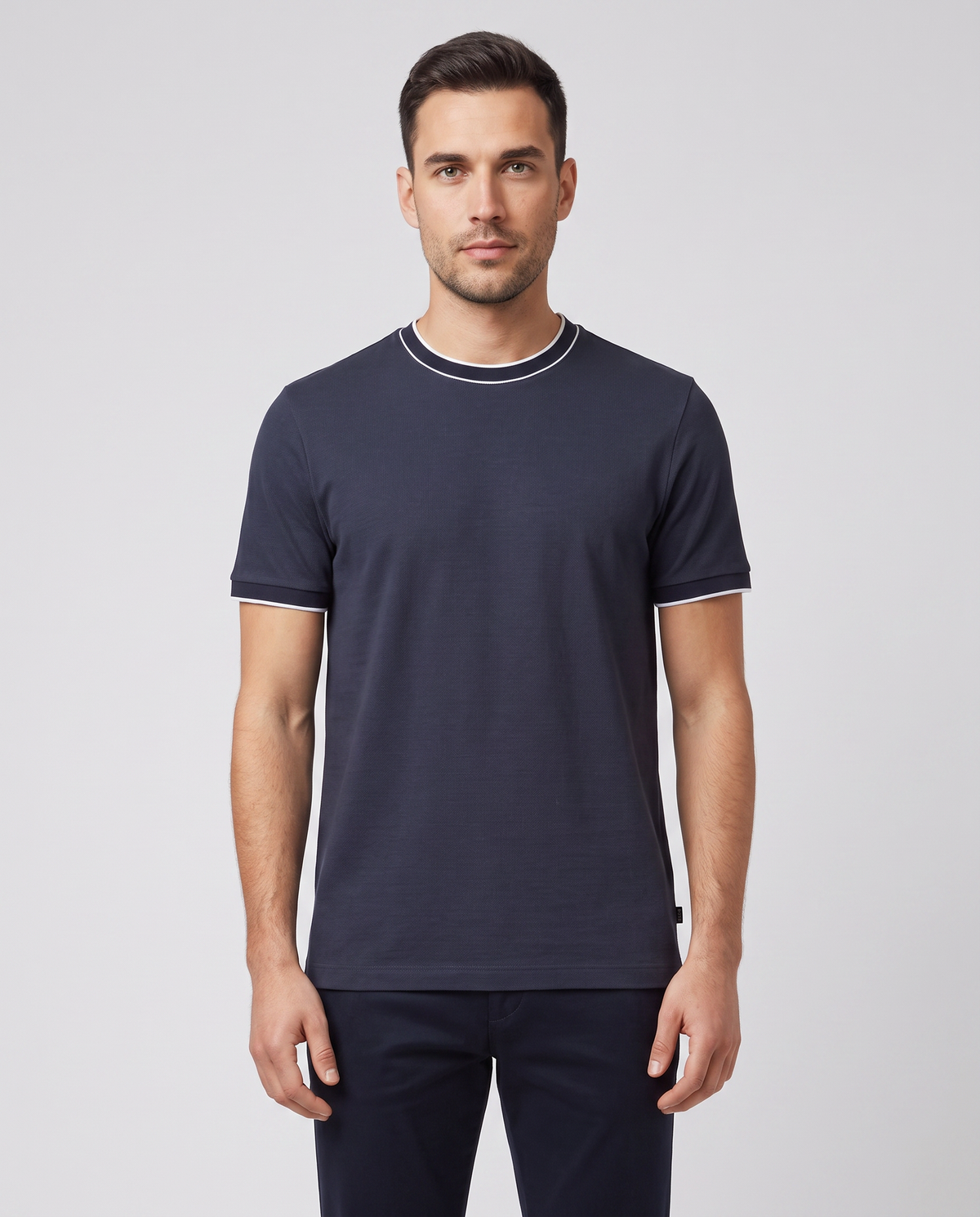 BOSS Black H-Thompson 81 Dark Blue T-Shirt — on model