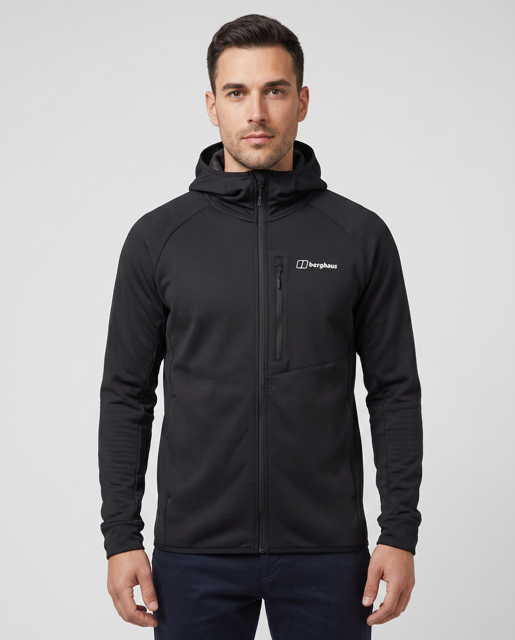 Men's Berghaus Black Trawden Hybrid Jacket — on model