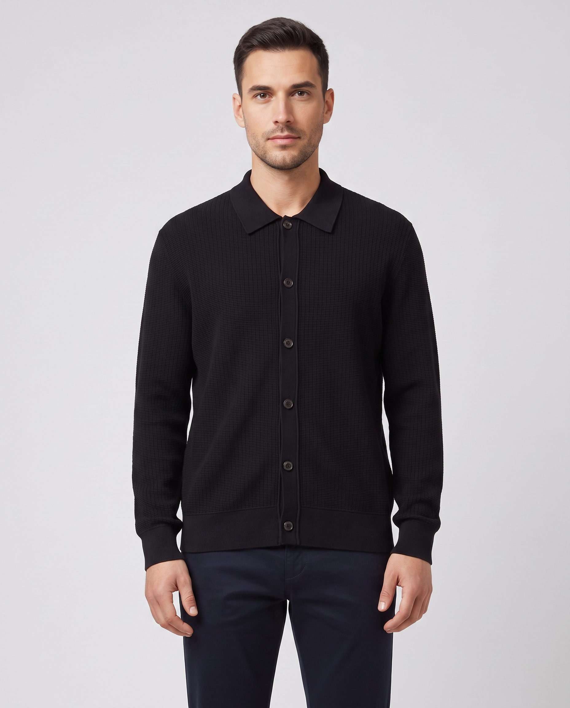BOSS Black C-Laconico Cardigan Black Knitwear — on model