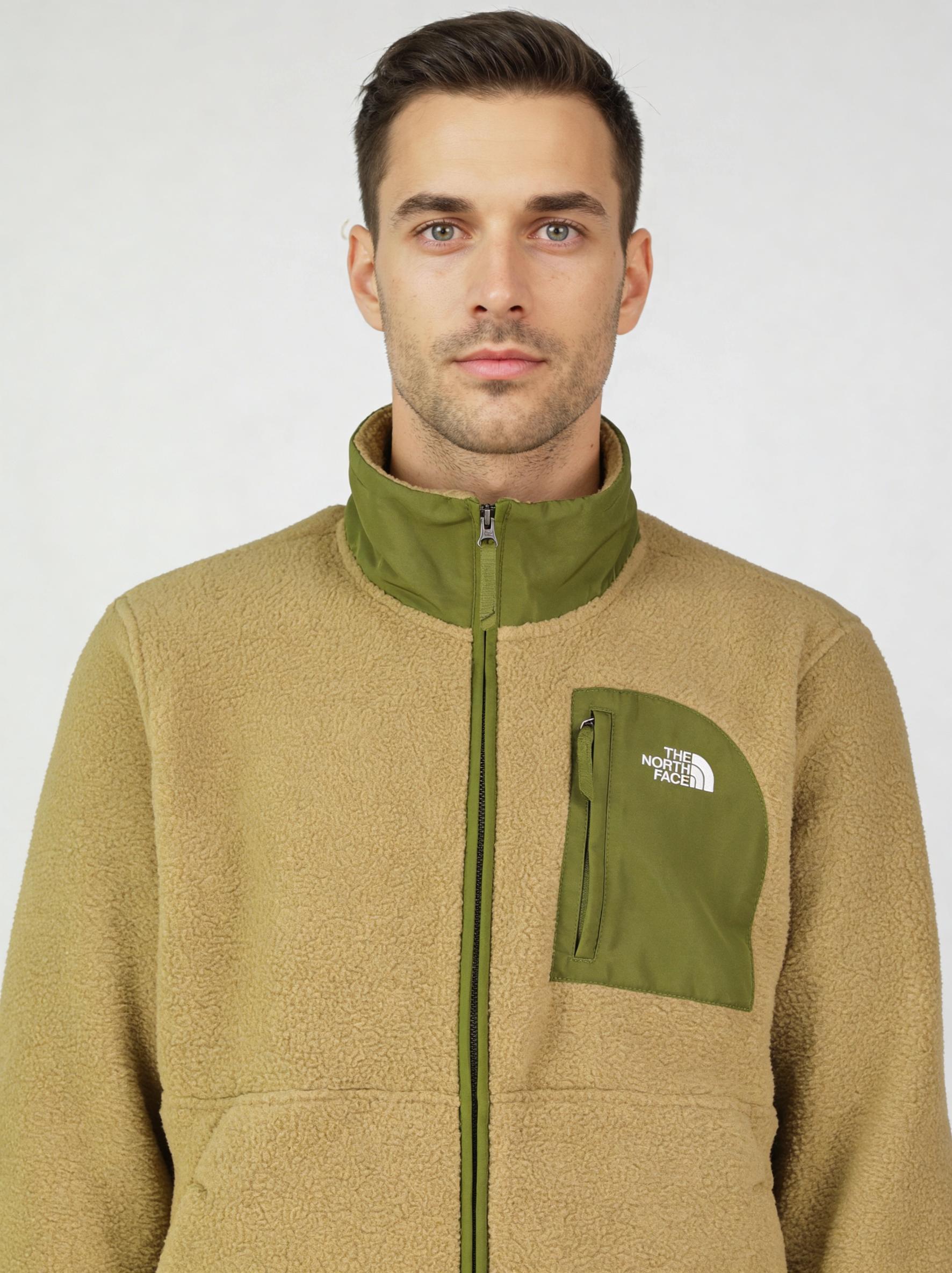 Mens The North Face Yumiori Offpeak FZ Jacket Cedar Woodland  Fleece - Model Front