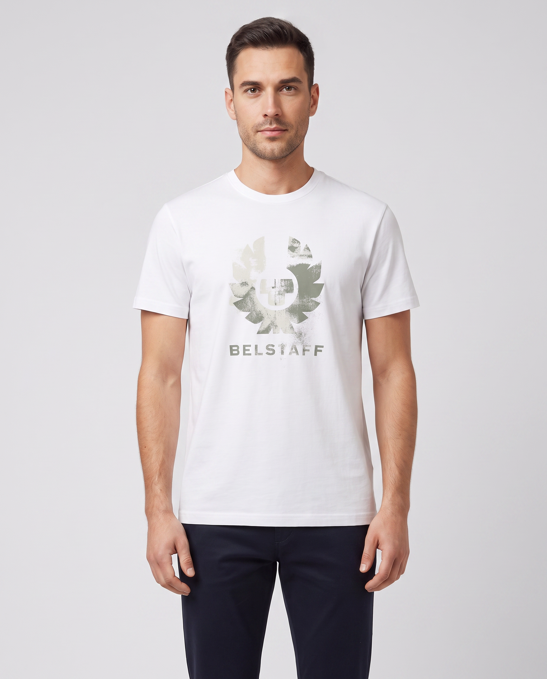 Mens Belstaff White Blur T Shirt — on model