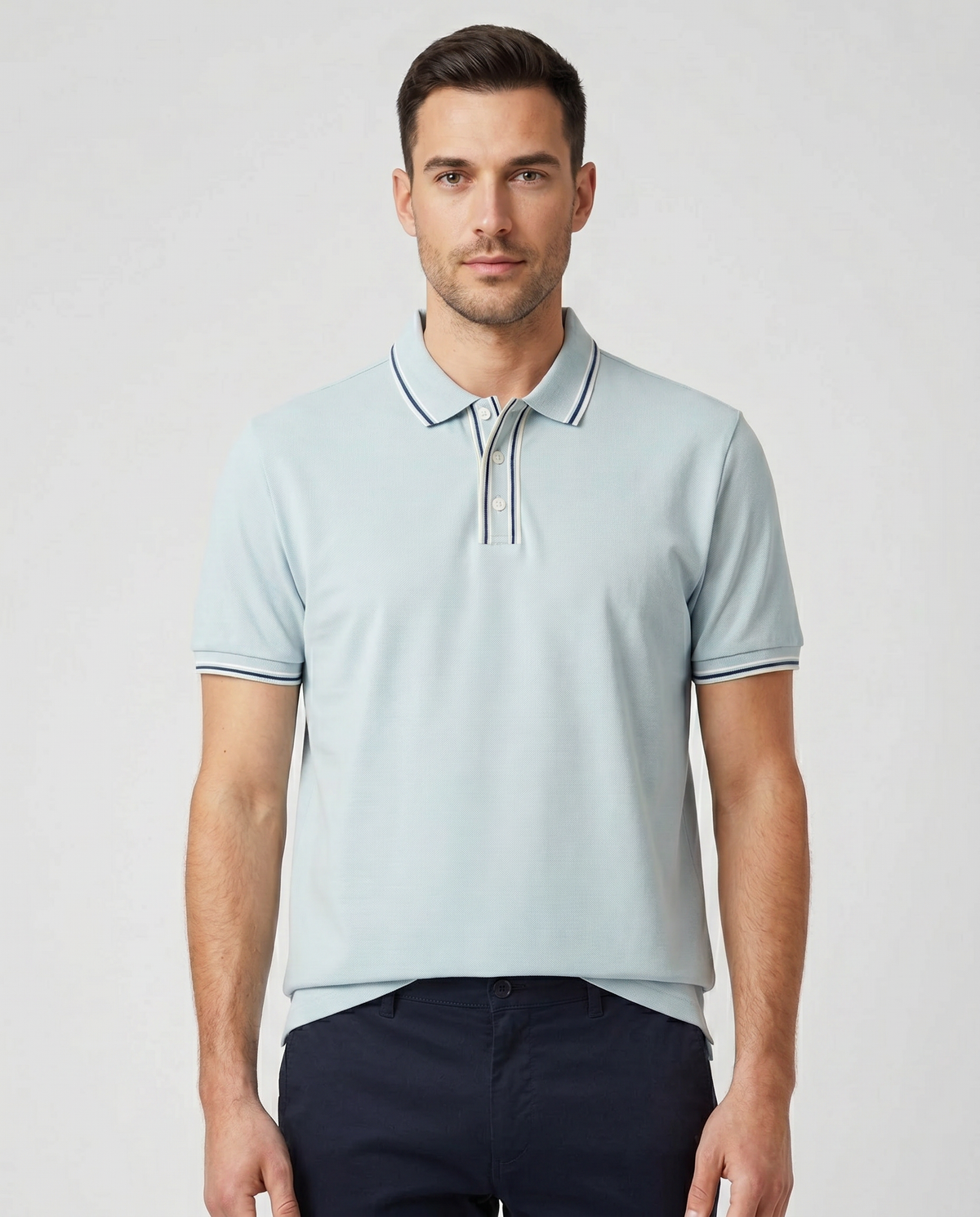 Mens Paul Smith Light Blue Polo Shirt — on model