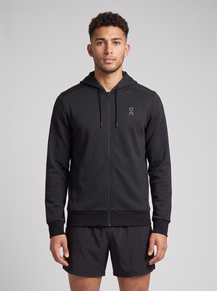 Men's On Running Black Focus Tech Zipped Hoodie
