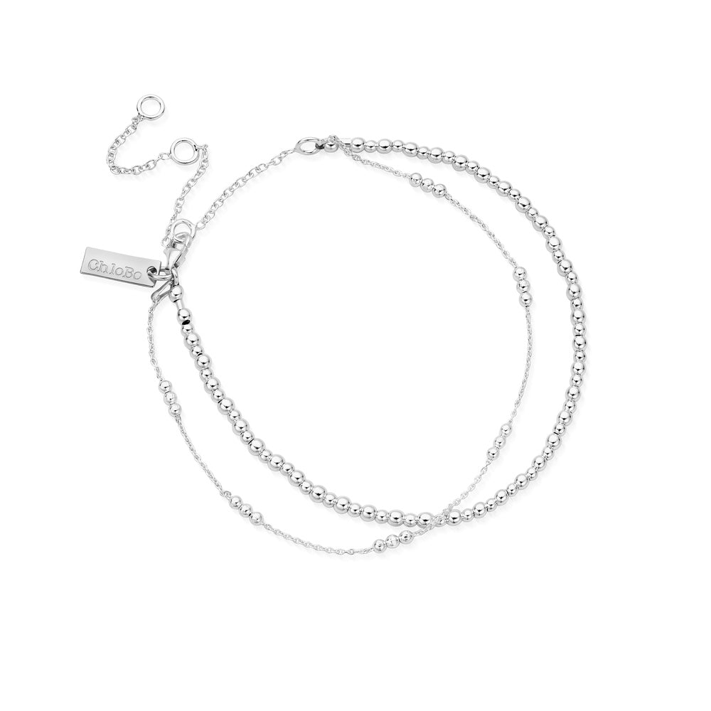 ChloBo Mini Cute Triple Bobble Chain Anklet Silver SANMCTBB