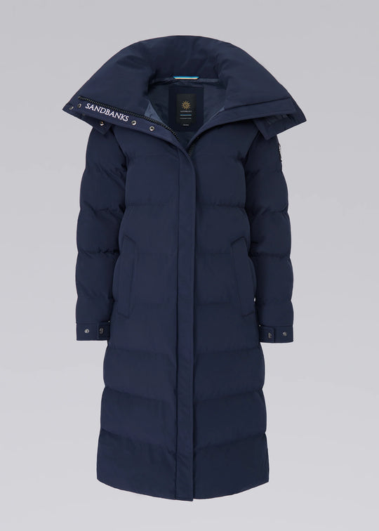 Women's Sandbanks Haven Navy Long Puffer Jacket