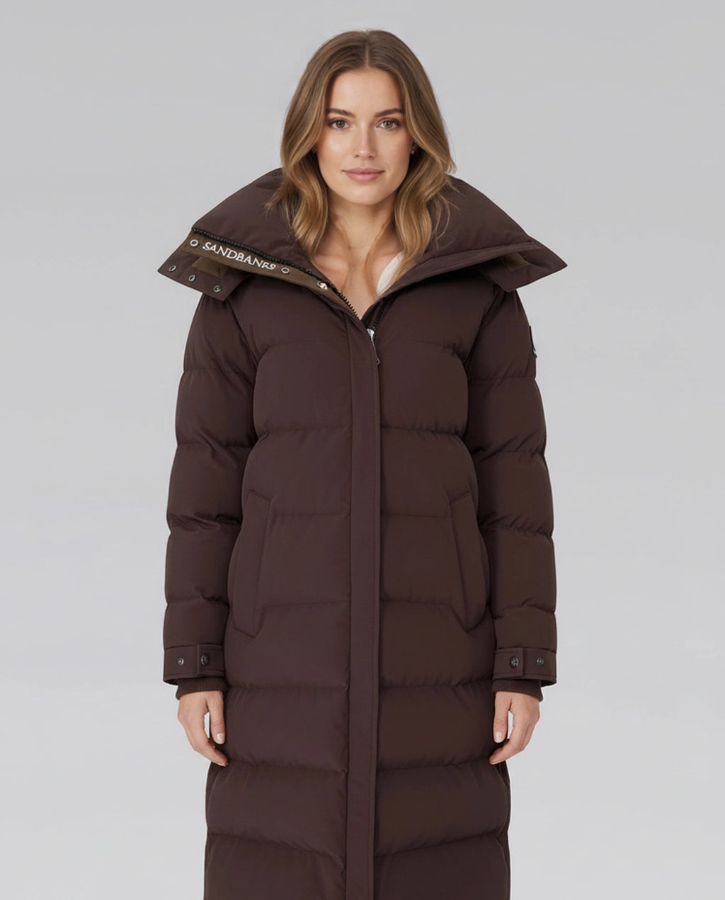 Women's Sandbanks Haven Brown Long Puffer Jacket