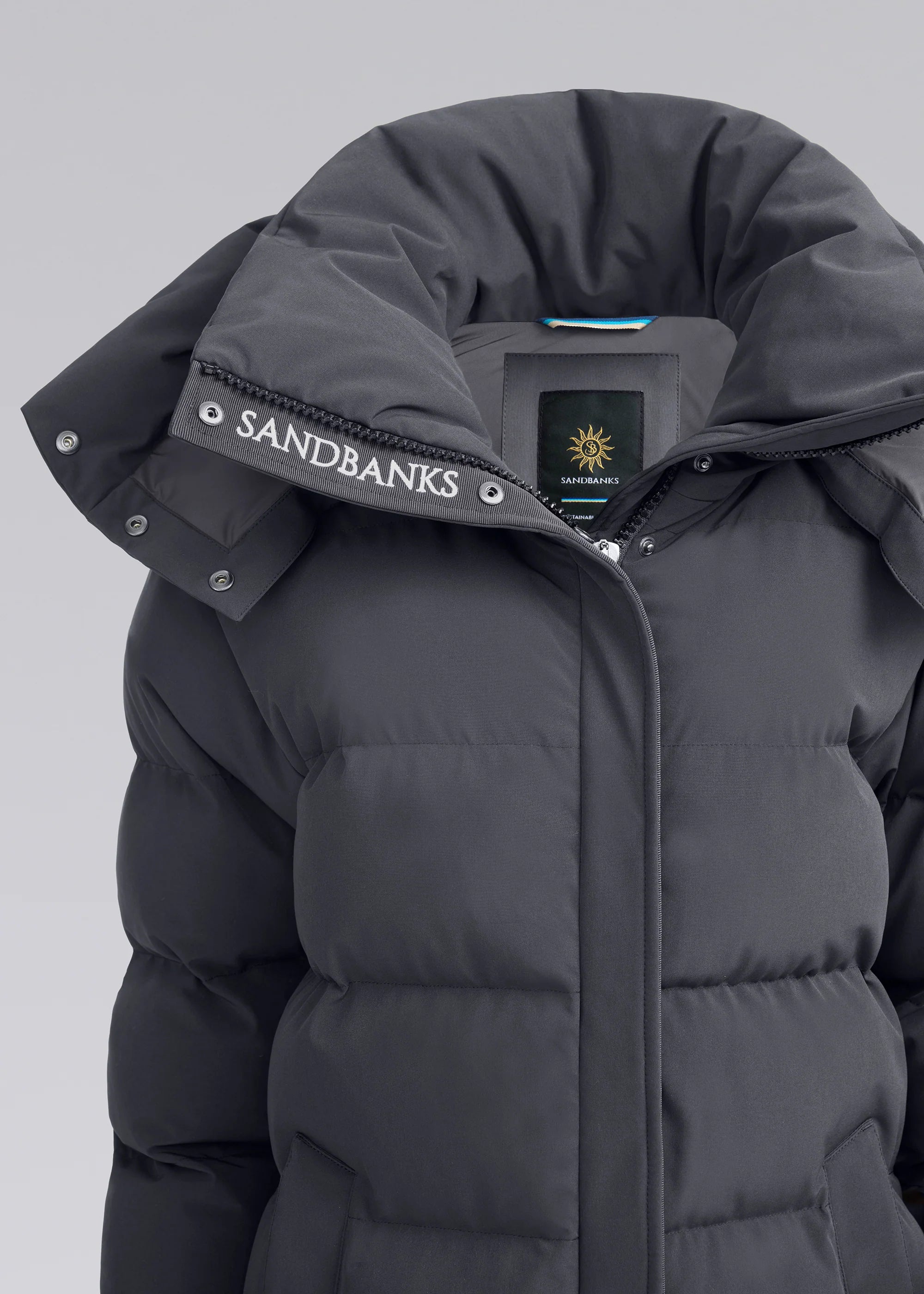 Women's Sandbanks Haven Charcoal Long Puffer Jacket - image 7