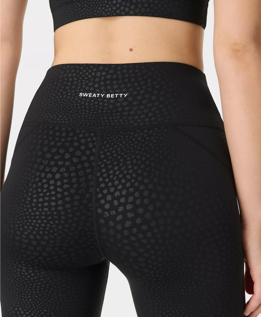 Womens Sweaty Betty All Day 7/8 Embossed Black  Leggings — view 7
