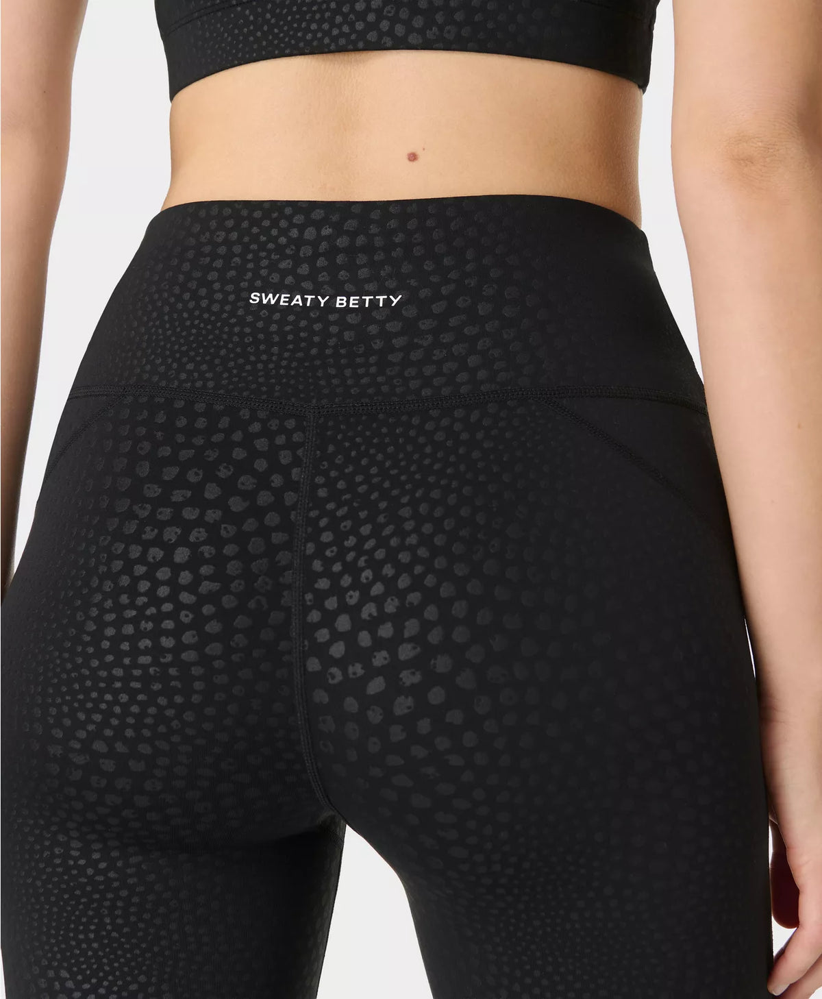 Womens Sweaty Betty All Day 7/8 Embossed Black  Leggings — view 7