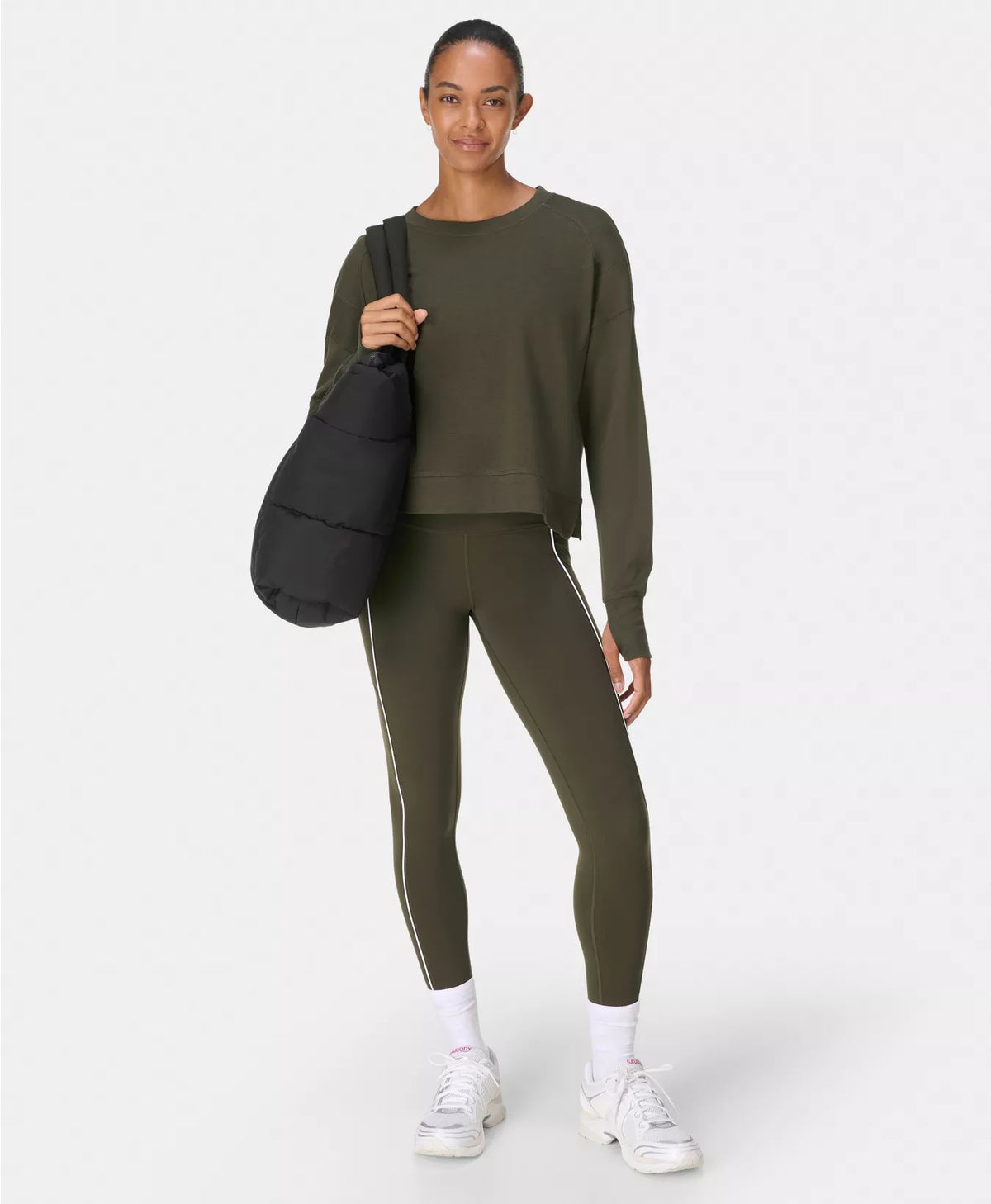 Women's Sweaty Betty Power 7/8 Piping Workout Leggings - Nori Green — view 2