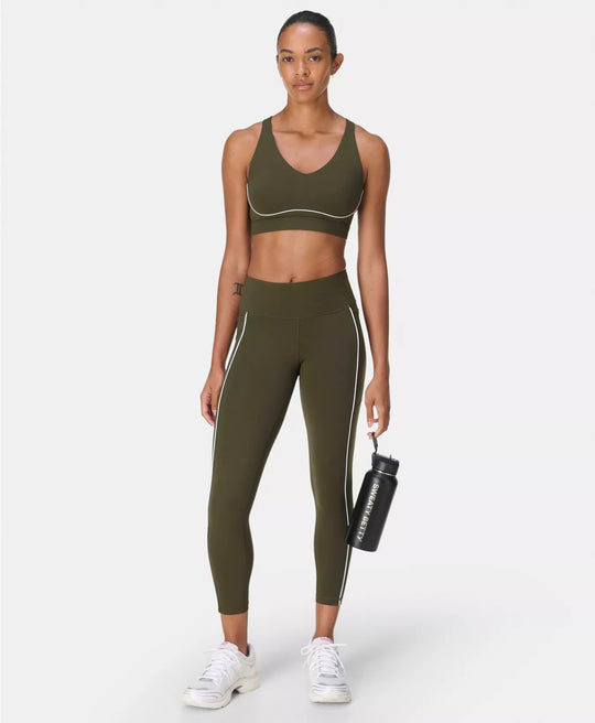 Women's Sweaty Betty Nori Green Piping Bra & Leggings Set