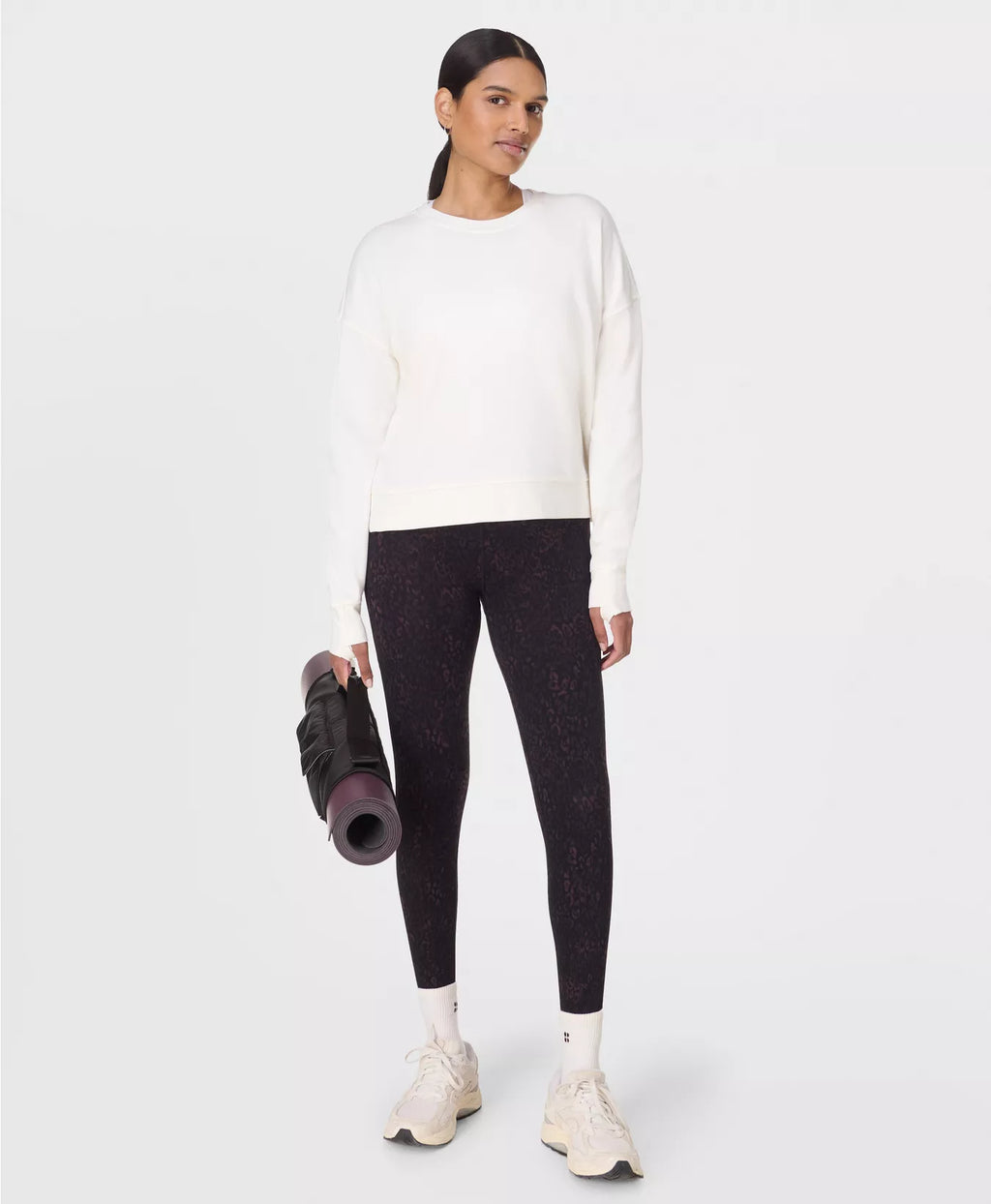 Women's Sweaty Betty After Class Crop Sweatshirt - Lily White — view 2