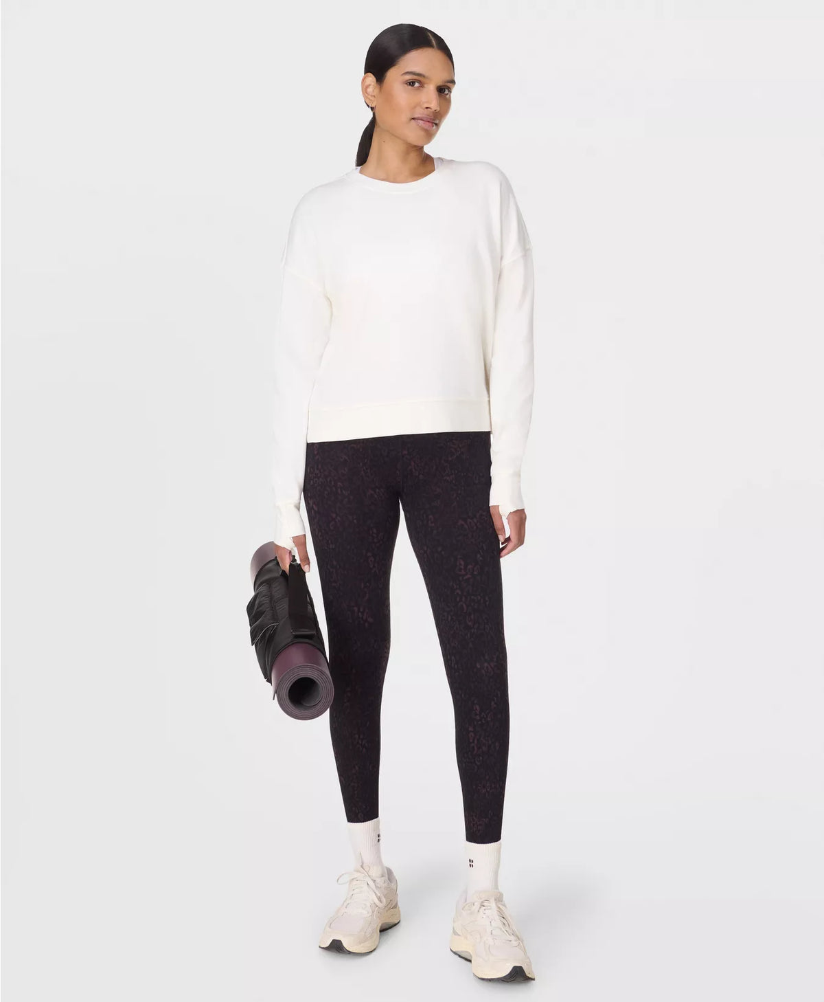 Women's Sweaty Betty After Class Crop Sweatshirt - Lily White — view 2
