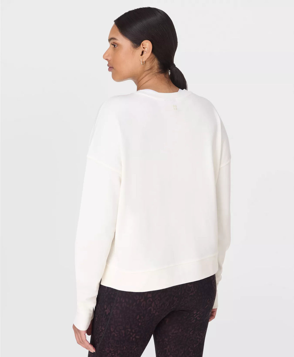 Women's Sweaty Betty After Class Crop Sweatshirt - Lily White — view 3