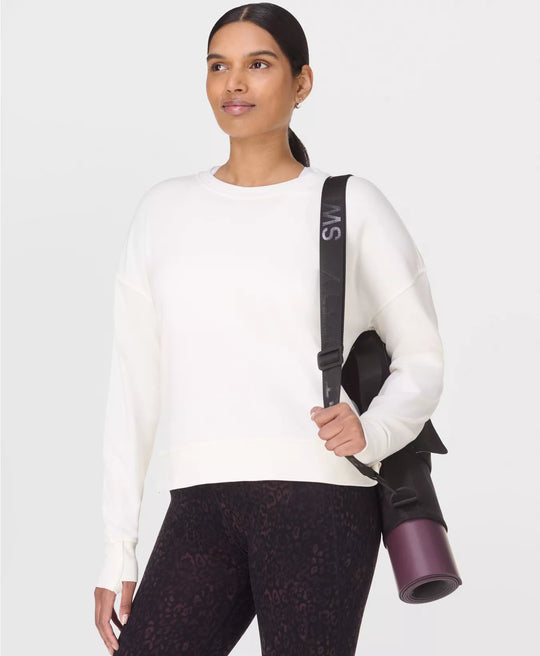 Women's Sweaty Betty After Class Crop Sweatshirt - Lily White
