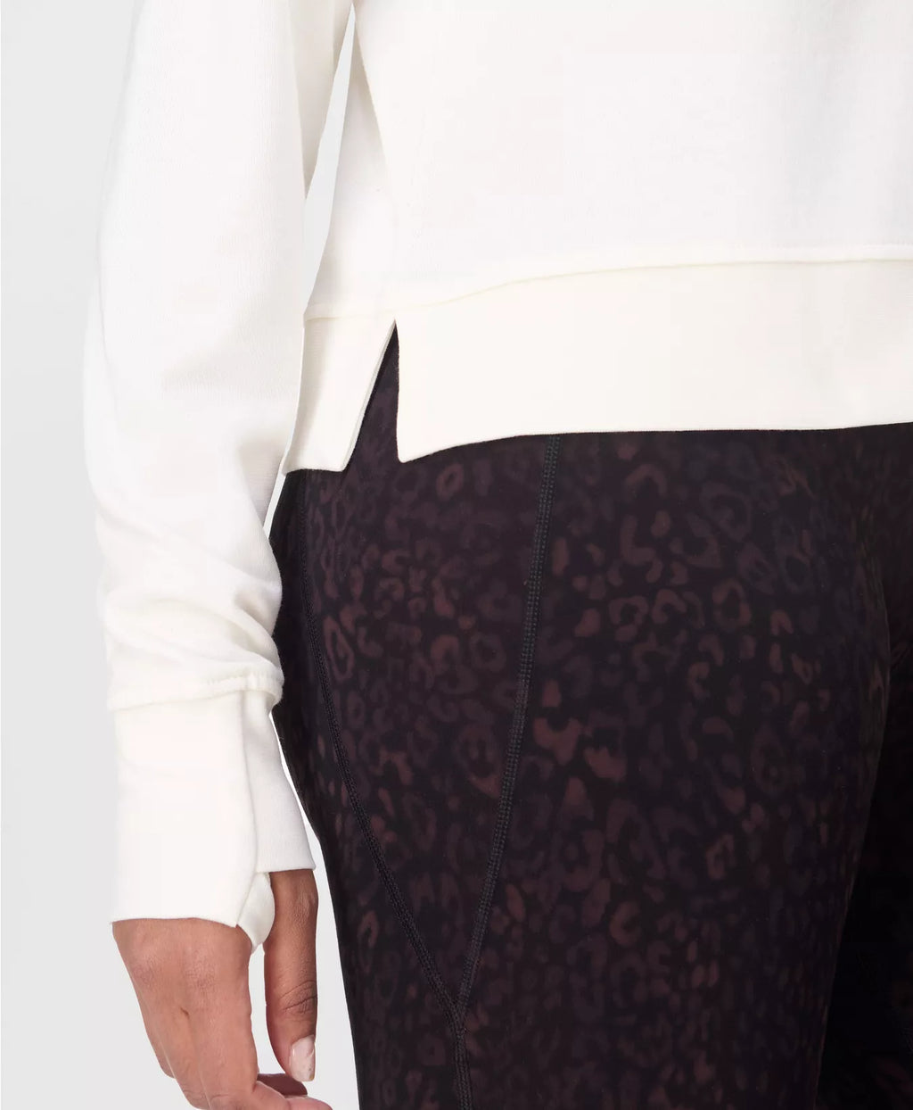 Women's Sweaty Betty After Class Crop Sweatshirt - Lily White — view 6