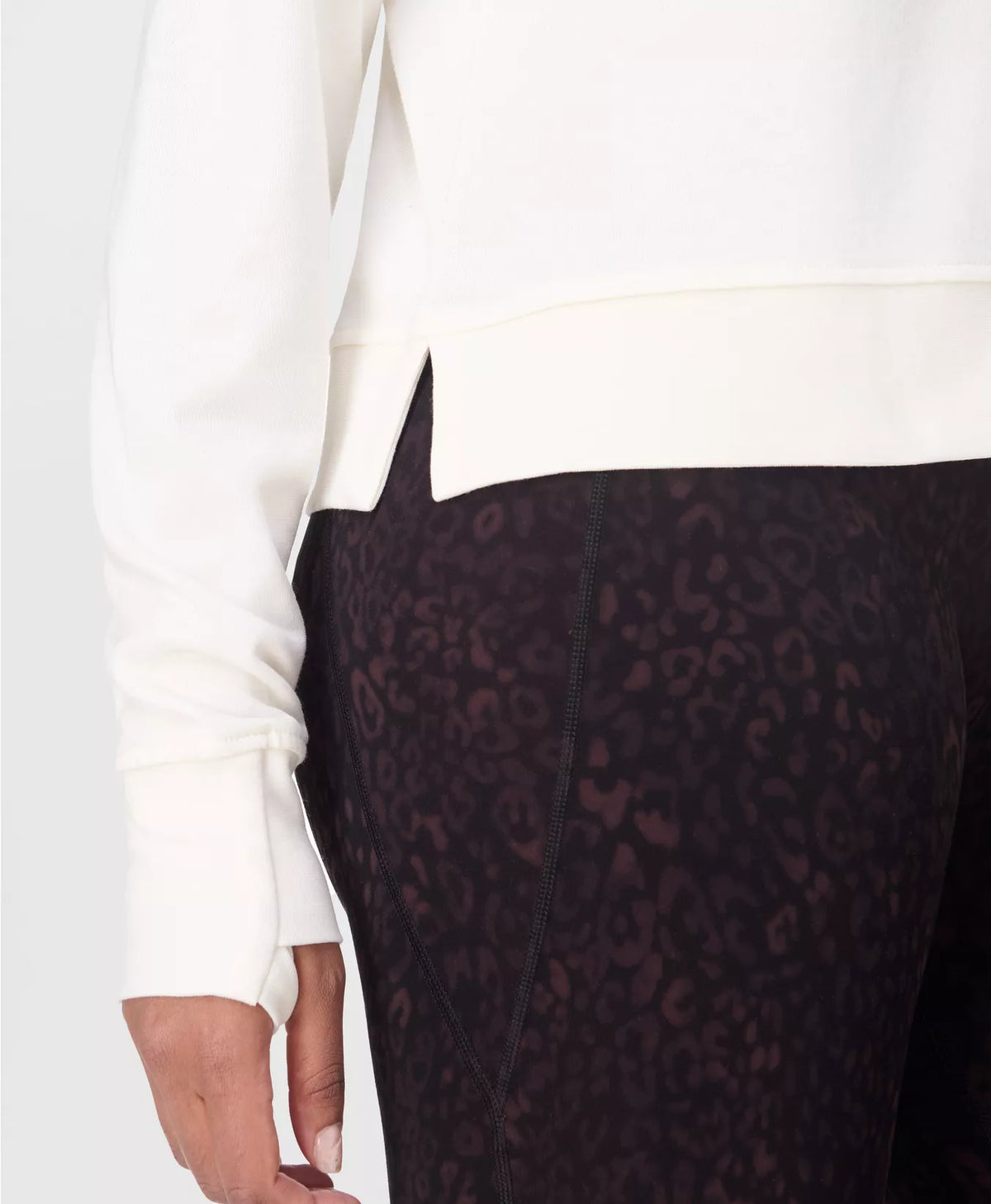 Women's Sweaty Betty After Class Crop Sweatshirt - Lily White — view 6