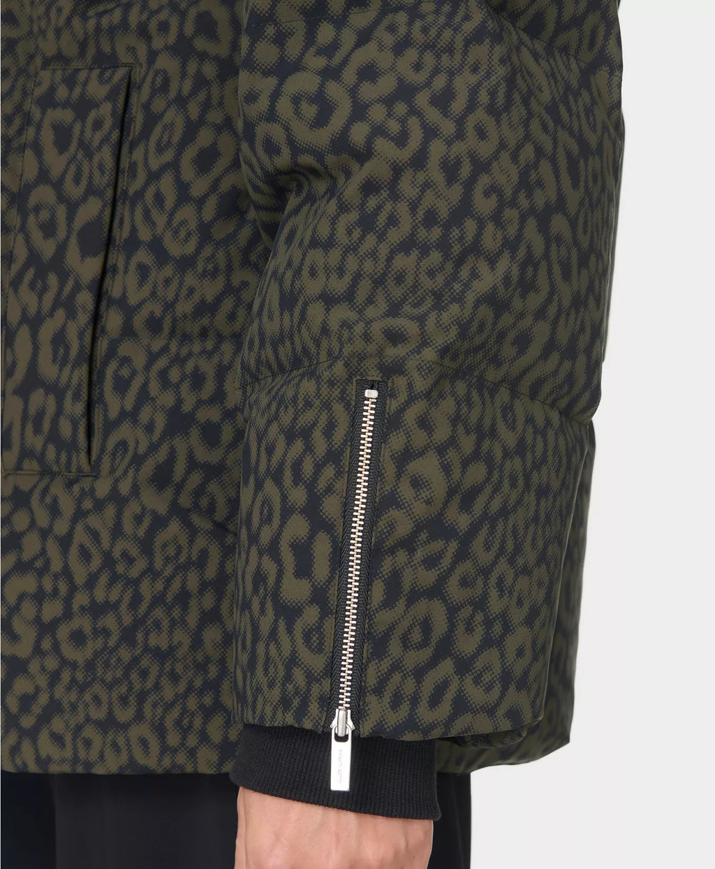 Women's Sweaty Betty Nimbus CloudWeight Short Puffer -Green Leopard Print — view 6