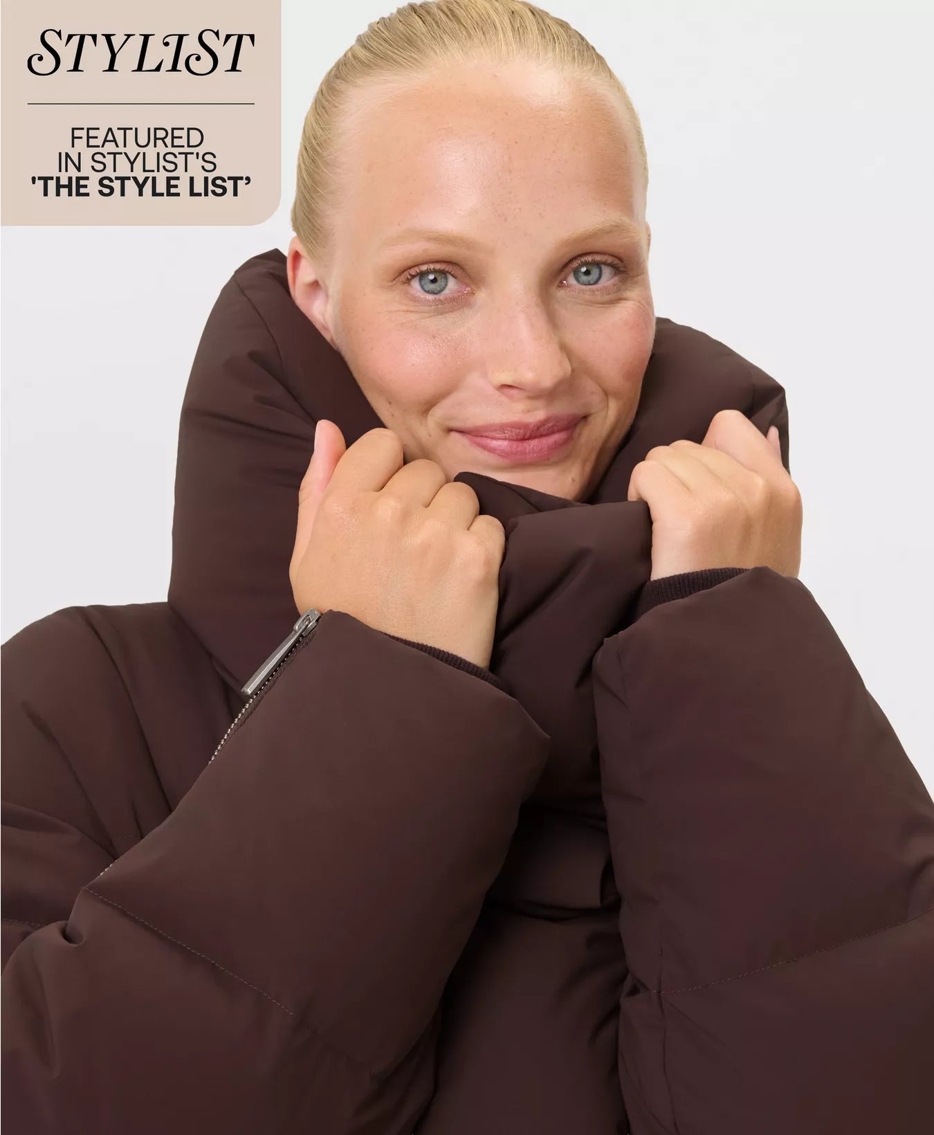 Women's Sweaty Betty Nimbus CloudWeight Longline Puffer - Sable Brown — view 2