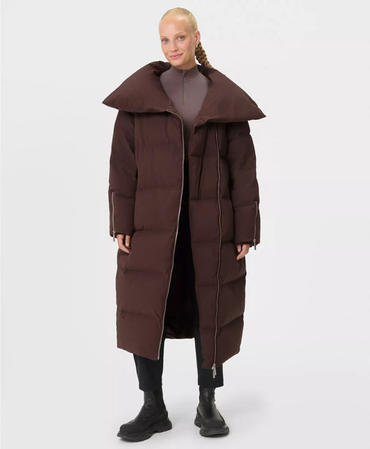 Women's Sweaty Betty Nimbus CloudWeight Longline Puffer - Sable Brown