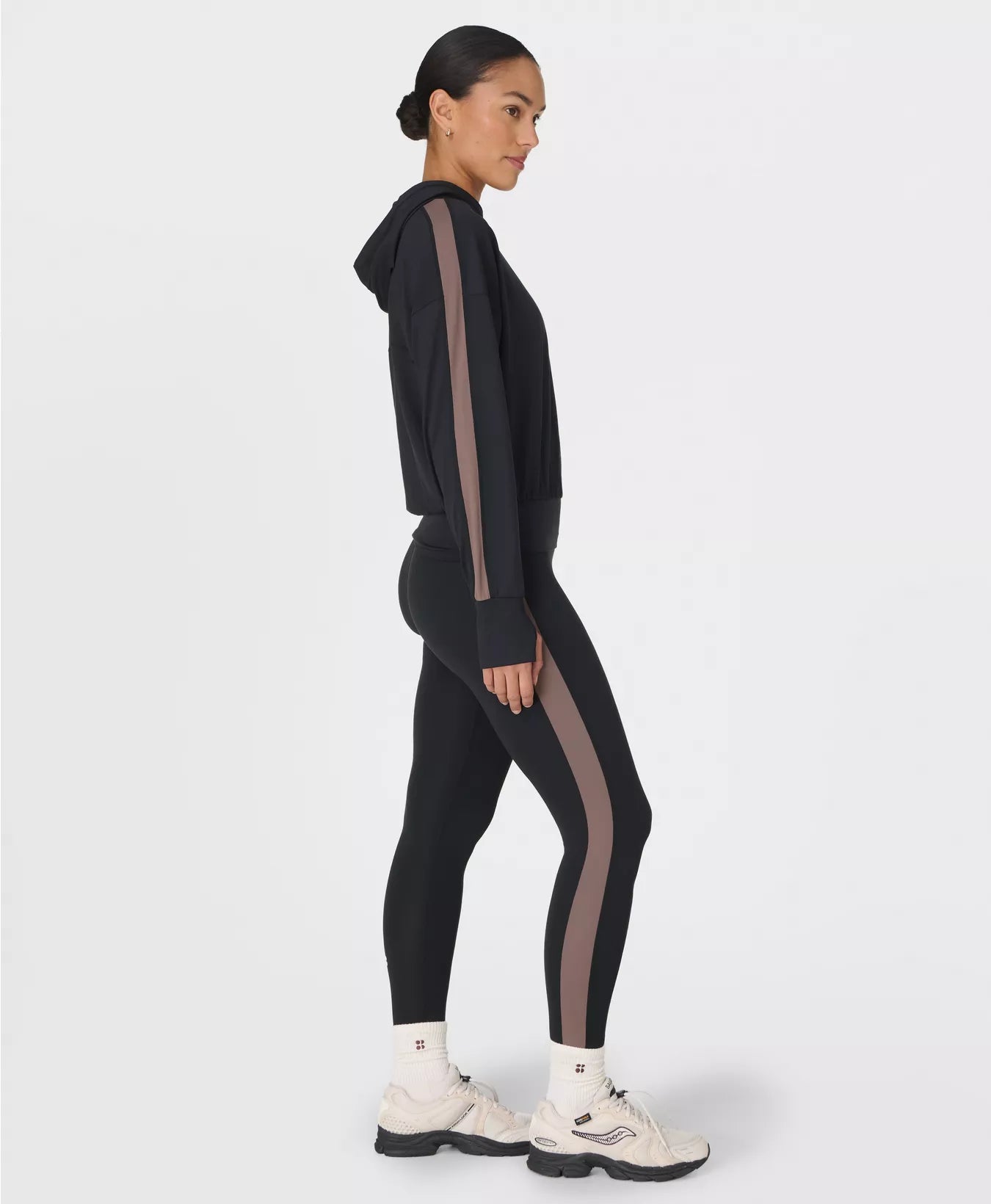 Women's Sweaty Betty 7/8 Side Stripe Legging in Black Taupe