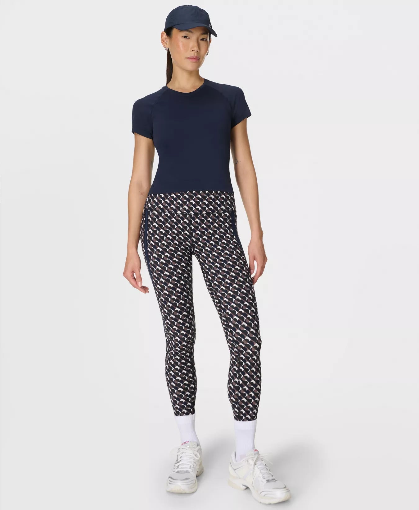 Womens Sweaty Betty Power 7/8 Side Stripe Workout Brown Leggings — view 2