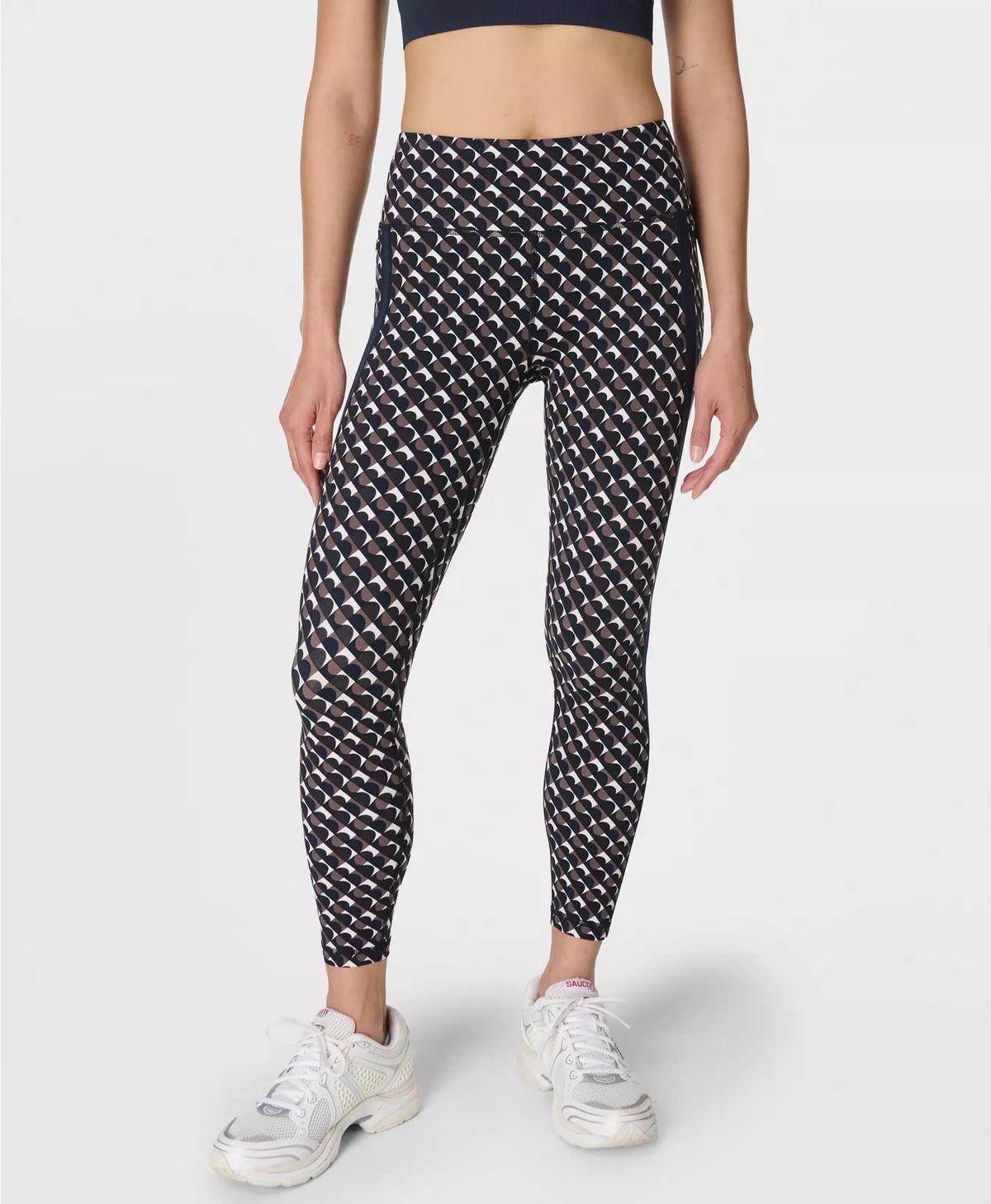 Womens Sweaty Betty Power 7/8 Side Stripe Workout Brown Leggings — view 4