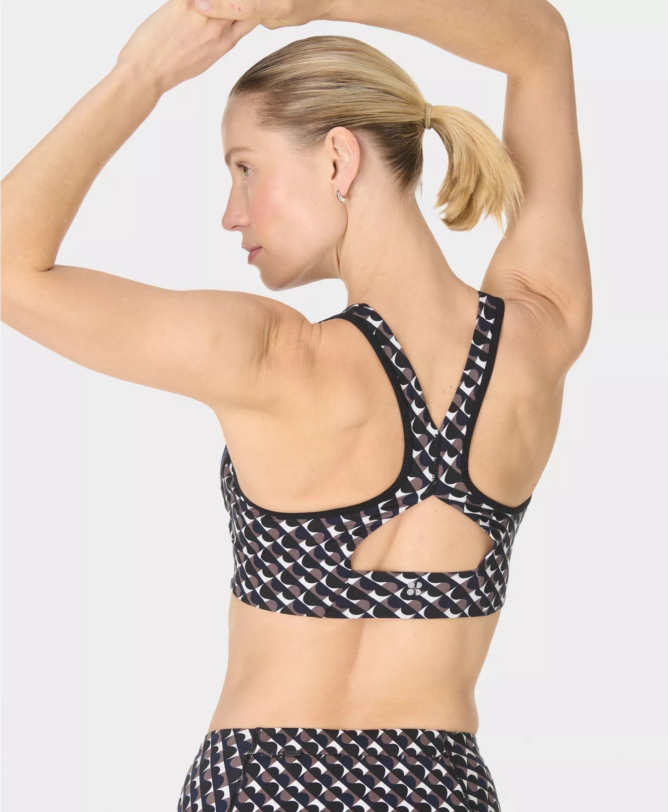Womens Sweaty Betty Power Side Stripe Brown Sport Bra — view 4