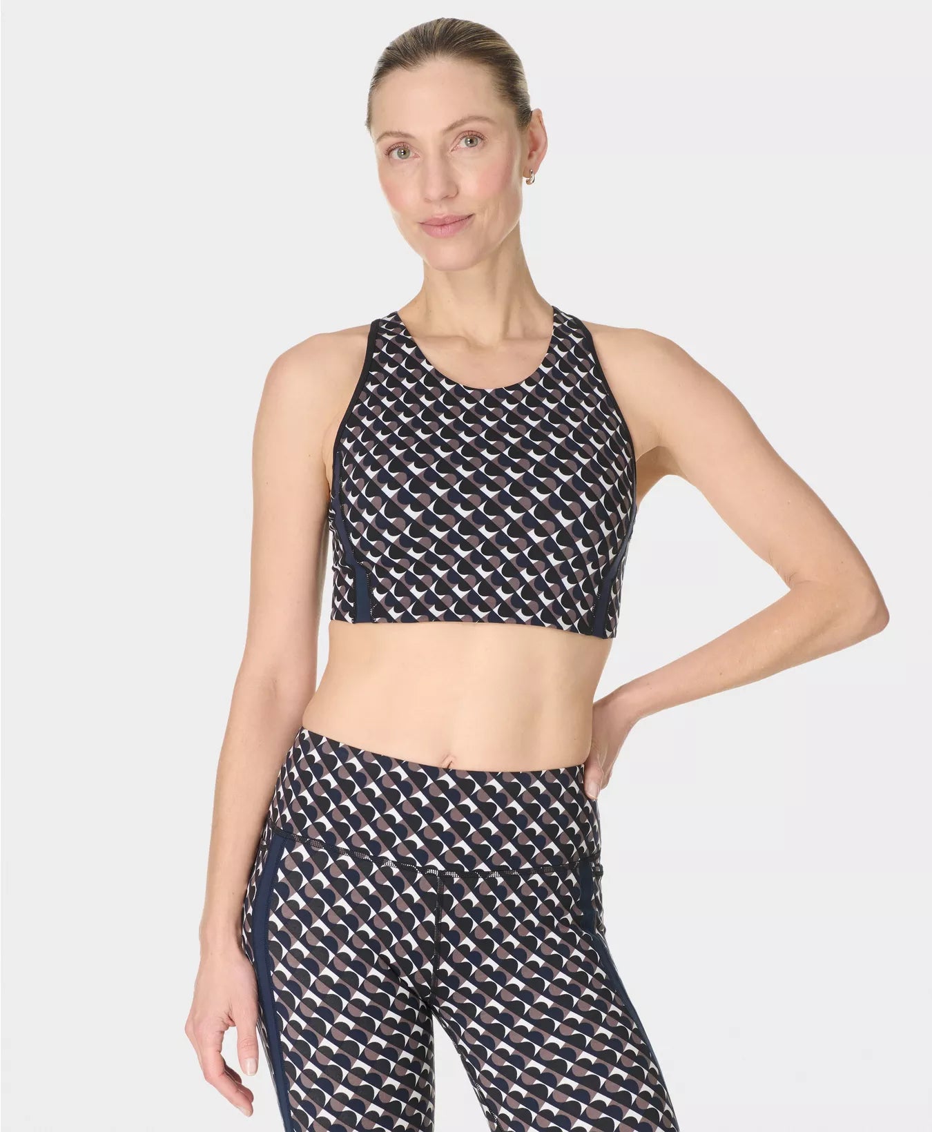 Womens Sweaty Betty Power Side Stripe Brown Sport Bra — view 5