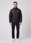 Men's Sandbanks Ripstop Micro Puffer Jacket in Black - on model