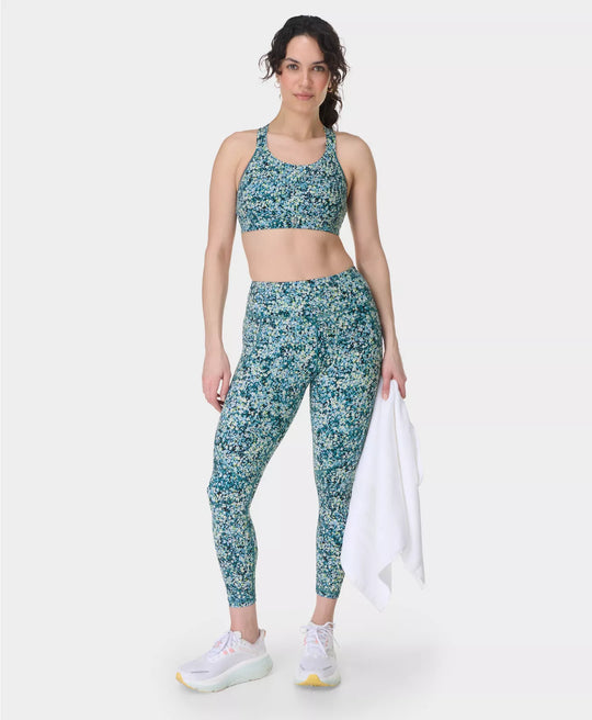 Women's Sweaty Betty Blue Meadow Print Power Sports Bra & Leggings Set