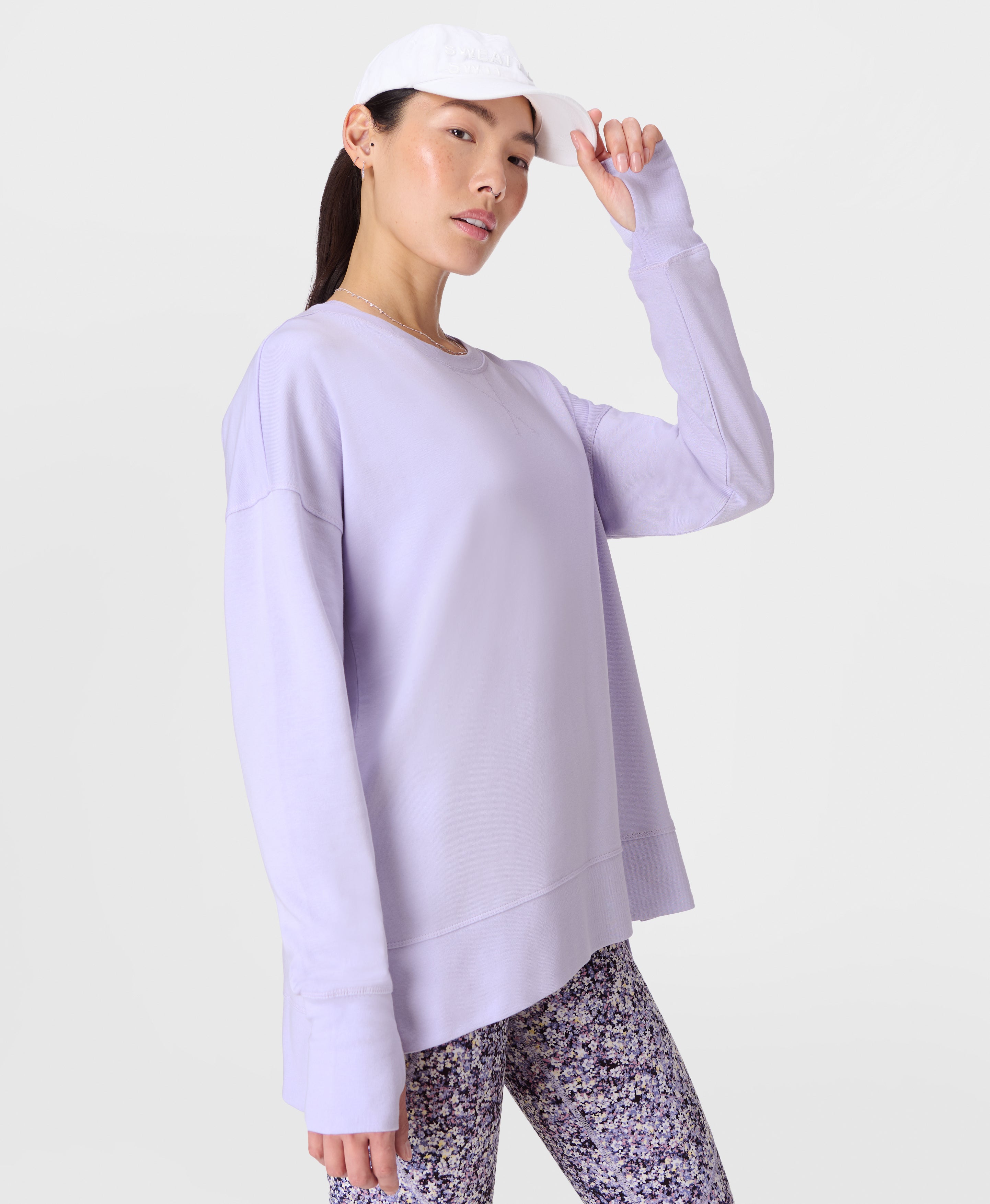 Women's Sweaty Betty After Class Longline Sweatshirt - Heather Purple