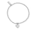 ChloBo heart bracelet, a delicate silver charm jewelry piece made of beaded strands and a heart pendant.
