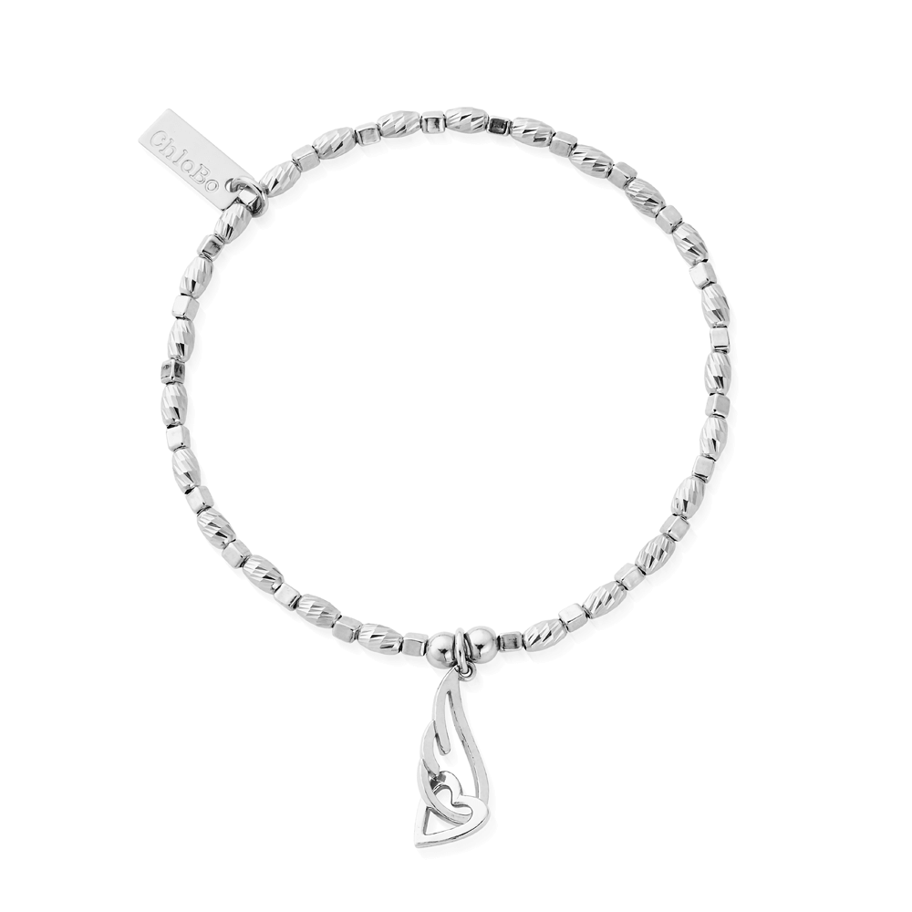 ChloBo Soul Glow Interlocking Heart and Angel Wing Bracelet Silver Gold Plated