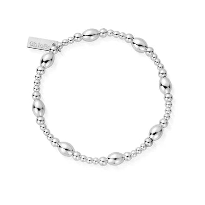 ChloBo silver bracelet featuring minimalist oval bead design, showcasing the brand's elegant style.