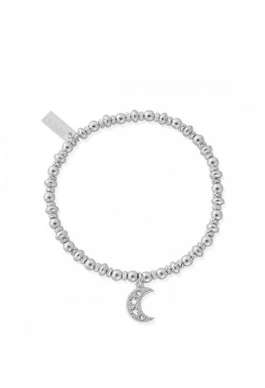 ChloBo Didi Sparkle Starry Moon Bracelet in Silver