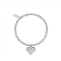 ChloBo Heavenly Heart Bracelet: Sterling silver beaded stretch bracelet with angel wing heart charm.