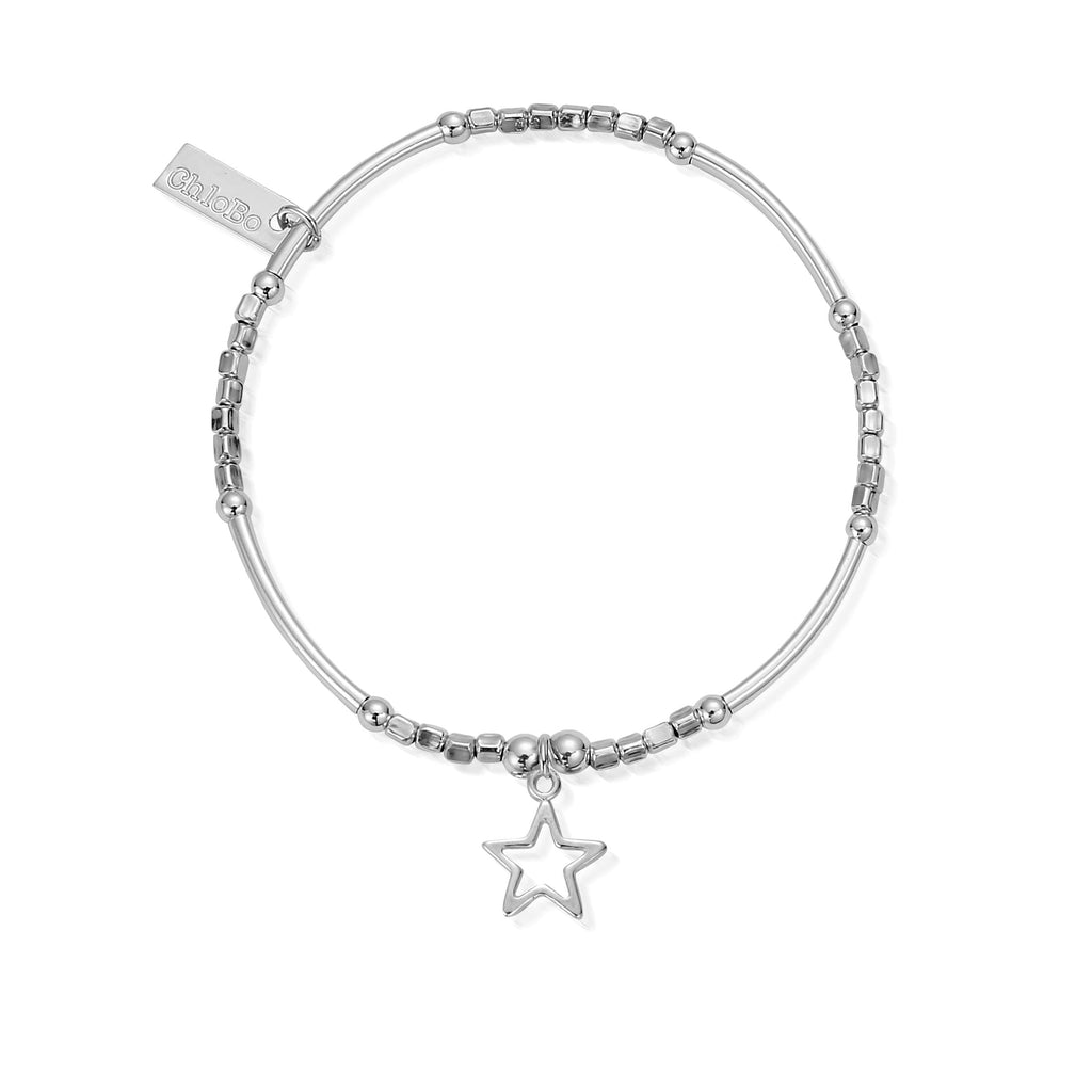 Sterling silver star bracelet by ChloBo; elegant jewelry detail, featuring the ChloBo brand tag.