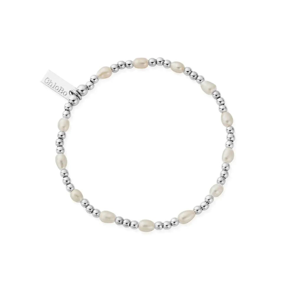 Handcrafted ChloBo pearl bracelet featuring charming accents, showcasing delicate design and elegant pearl details.