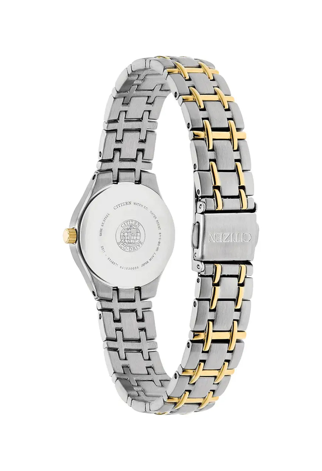 The Citizen Ladies Eco-Drive Silhouette watch, silver and gold stainless steel bracelet, from Citizen, at OD’s Jewellers in St Helens.