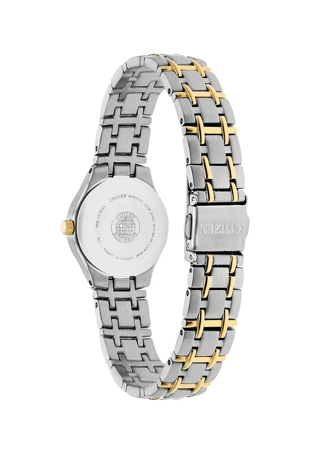 The Citizen Ladies Eco-Drive Silhouette watch, silver and gold stainless steel bracelet, from Citizen, at OD’s Jewellers in St Helens.