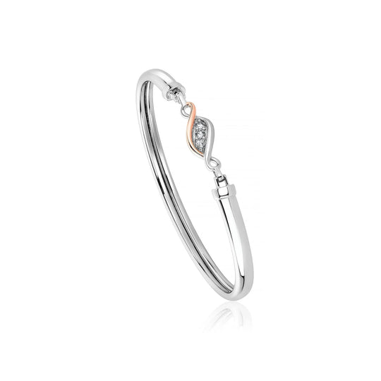 Clogau Silver Past Present Future White Topaz Bangle 3SPPFBG
