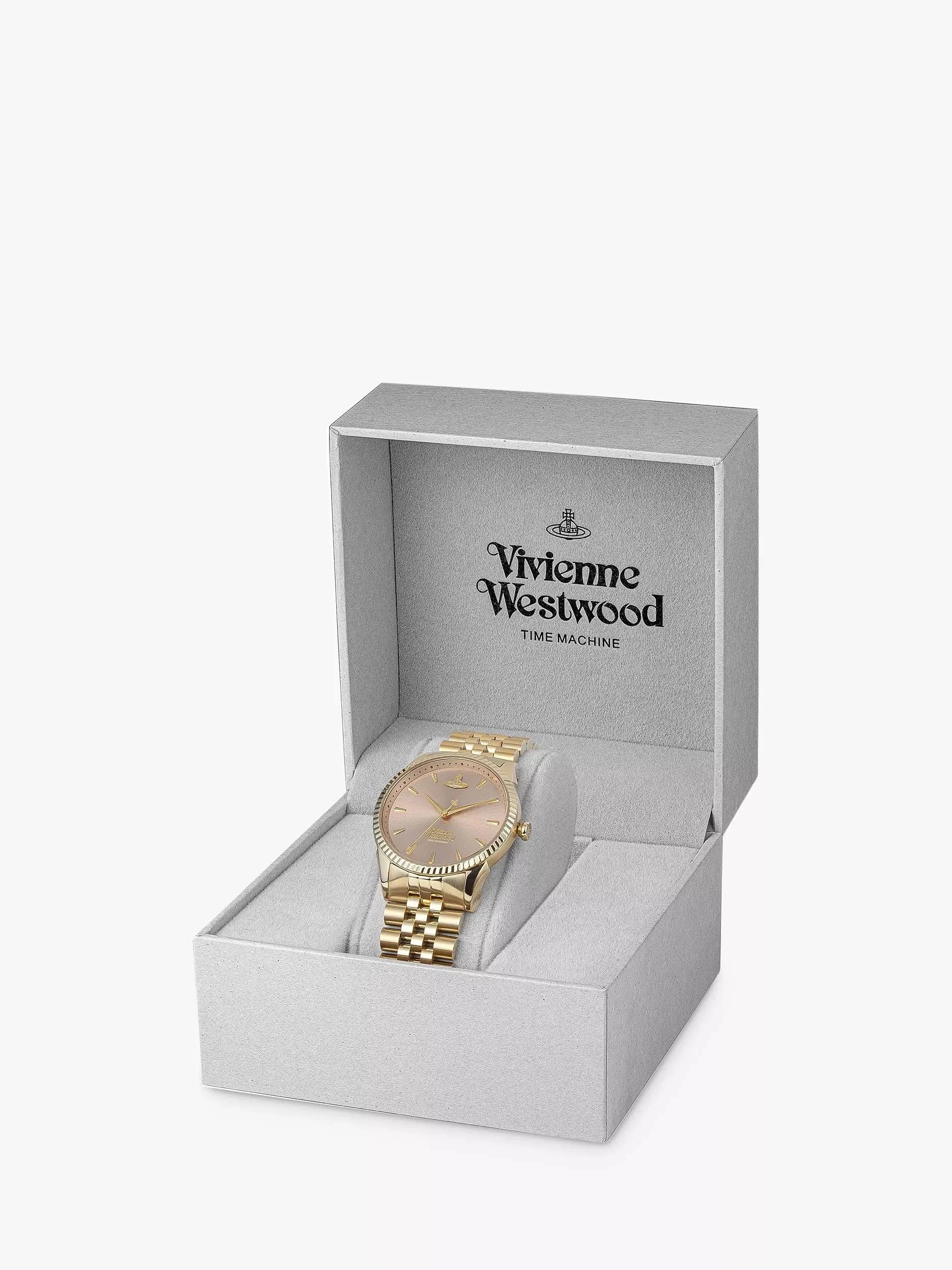 The Vivienne Westwood Seymour, a rose dial gold plated watch from Vivienne Westwood, available at OD’s Jewellers in St Helens