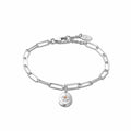 Silver chain bracelet with a flower charm.