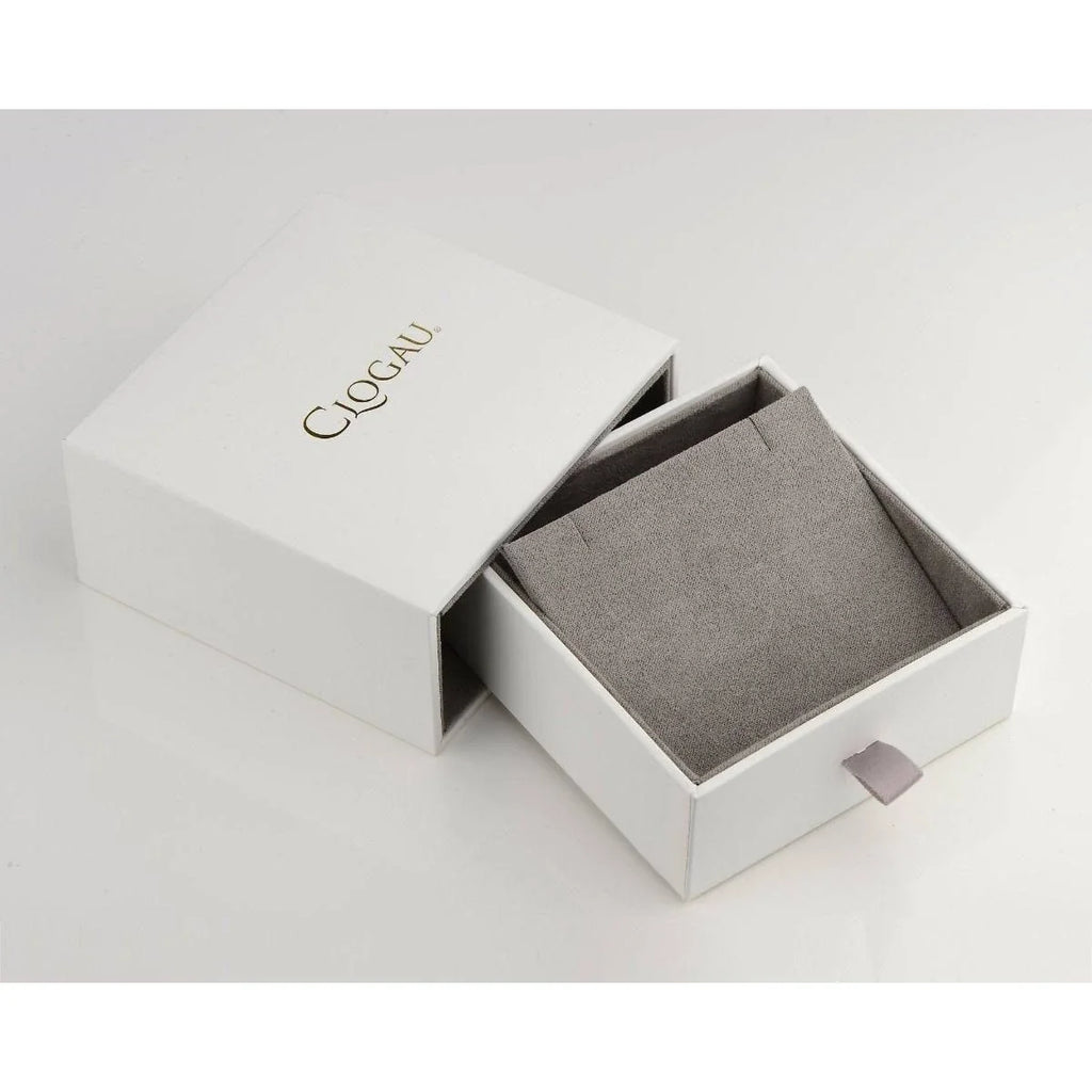 White jewelry box with gray lining.