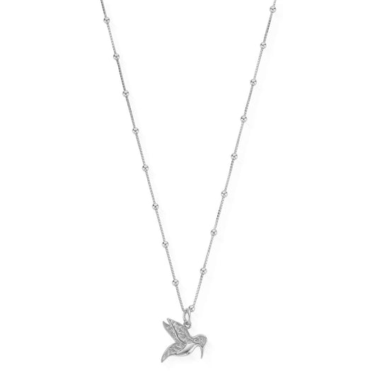 ChloBo Humming Bird Bobble Chain Necklace  in Silver